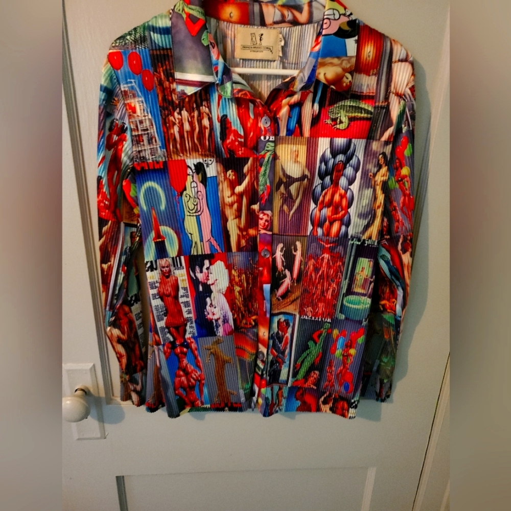 Fashion Brand Company AI Print Button Up
